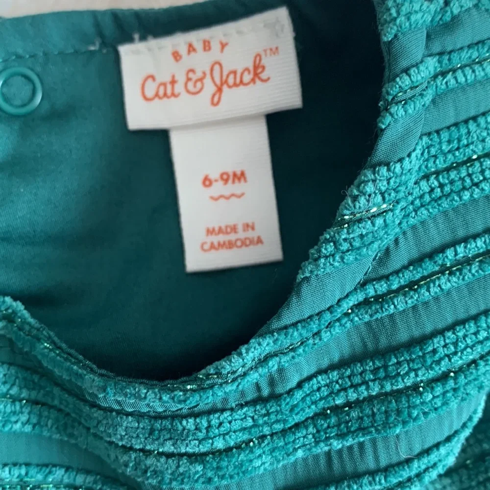 Cat & Jack Emerald Green Dress 6-9M EUC Short Sleeves